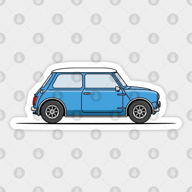 Classic Mini Cooper - Blue Sticker by JingleSnitch